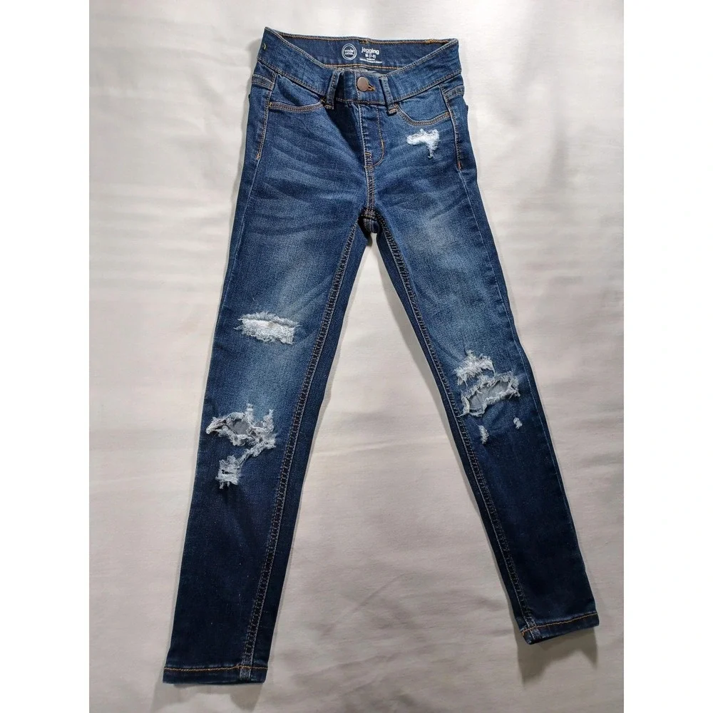 Wonder Nation Jeans Girls Medium 7-8 Blue Jegging‎ Ripped Skinny Stretch